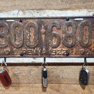 1922 Pennsylvania Antique License Plate Wall Hanging Key Holder