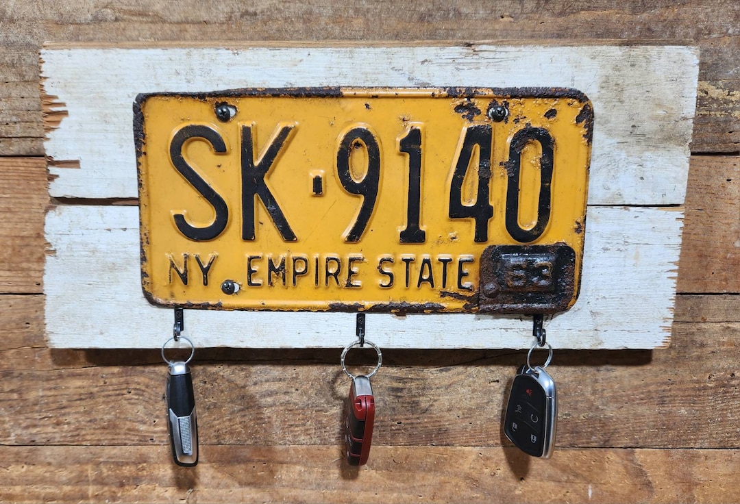 1963 New York Vintage License Plate Wall Hanging Key Holder Etsy