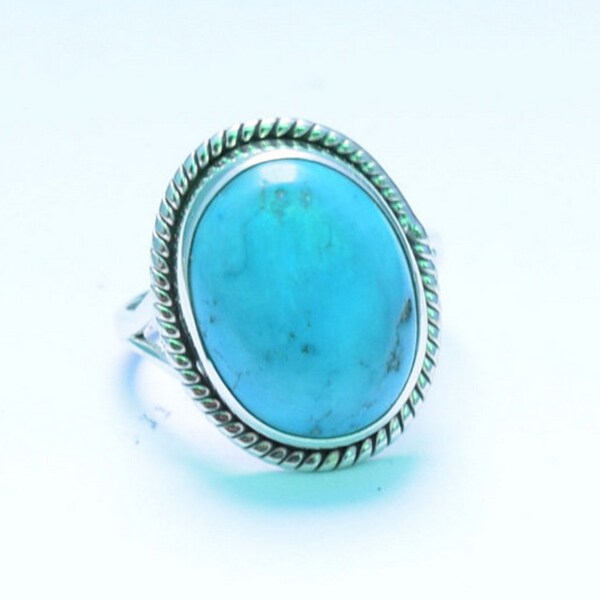 Boho Turquoise Ring, Turquoise Stone Silver Girls Ring, Sterling Silver Ring, Handmade Ring, Bohemian Ring, Ring For Women, Gemstone Ring