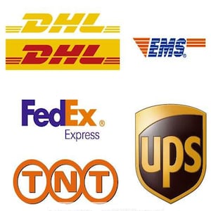 May include: Logos for various shipping companies including DHL, FedEx Express, UPS, TNT, and EMS.