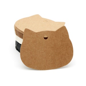 50pcs 55 * 65mm chat forme étiquettes en papier Kraft pour cadeaux, étiquetage, vente Tags kraft papier fait à la main tag mariages bricolage PP102