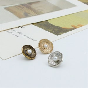 2/10/20pcs 12mm Pearl Metal Buttons Flat Plain Plane Gold Shank ,for Shirts Coats Sweaters DIY Crafts YO060
