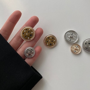 2/6/10pcs Star Metal Buttons Flat Plain Plane Gold Shank ,for Shirts Coats Sweaters DIY Crafts YS466