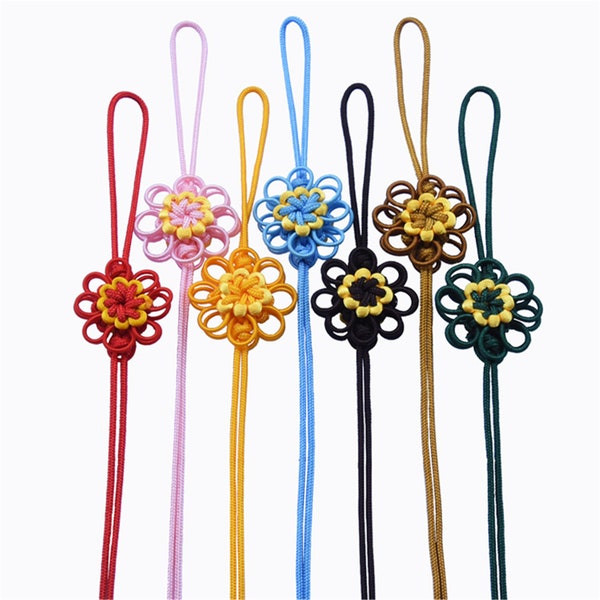 Noeud chinois tournesol, accessoires de pompon, pendentif pompon en soie de haute qualité LG001, 10 pièces