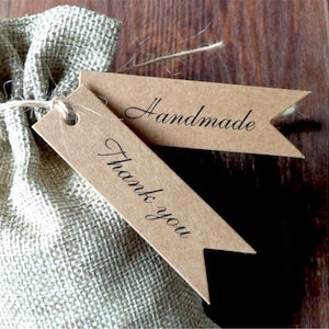 50 peças 20*70mm "artesanal" e "obrigado" etiquetas de papel kraft para presentes, etiquetagem, etiquetas de vendas, etiquetas de papel kraft artesanal, casamentos diy pp046