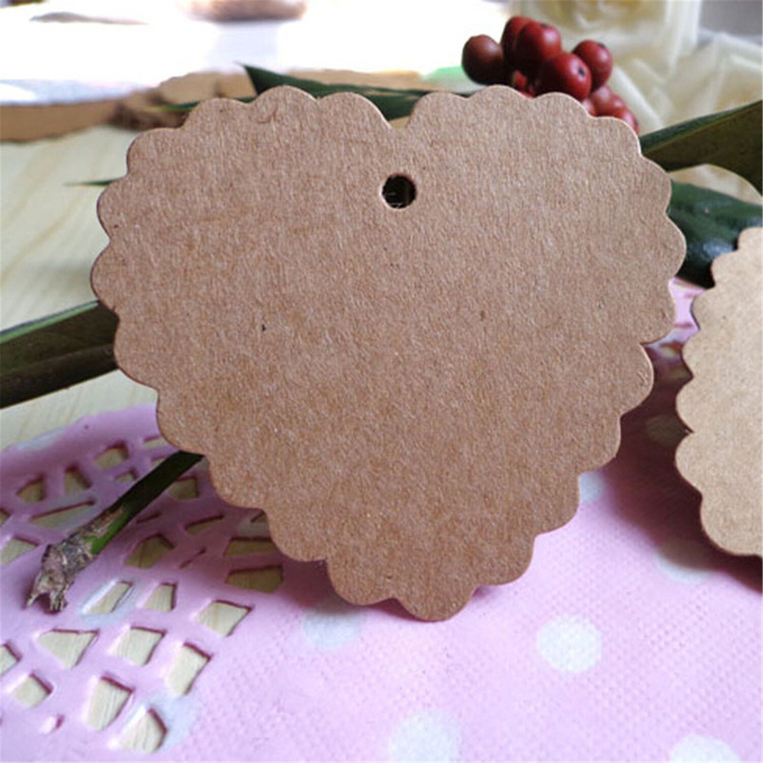 100Pezzi. Etichette Regalo in Carta Kraft Con Corda Di Iuta