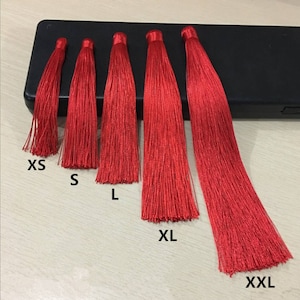 Nappe di seta con nodo cinese, nappe di seta rosse, artigianato con nappe, accessori con nappe di seta, ciondolo con nappe di seta, alta qualità extra YJ005