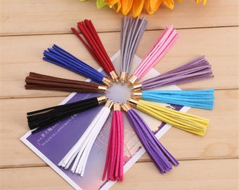 Mix Color Suede Tassel Pendant with Alloy Cap (10pcs, 80mm) MO013