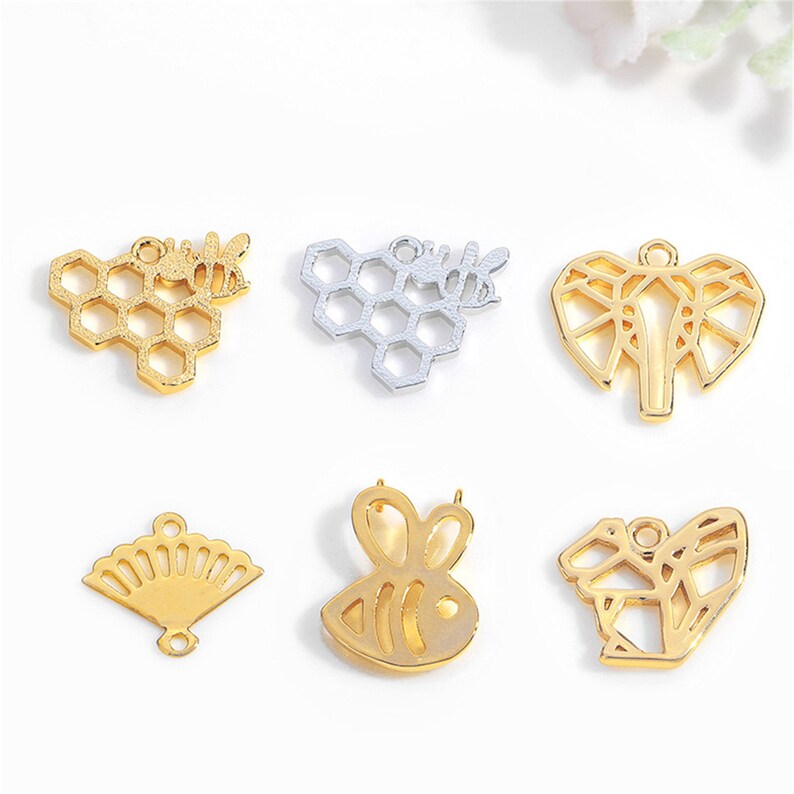 5pcs 14*12.5mm 24K Gold Brass Charm Elephant Pendants Earring Pendant MY085