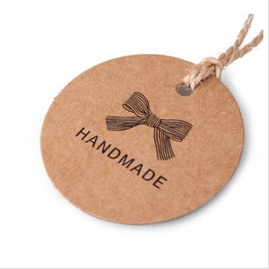 50pcs 43MM rond «fait à la main» Kraft étiquettes en papier pour les cadeaux, étiquetage, vente Tags kraft papier fait à la main tag mariages bricolage PP001