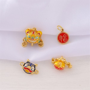 10pcs 24K Gold Brass Chinese Style Elements Bead Charm,Earring/Bracelet/Necklace Pendant ,High Quality MY926