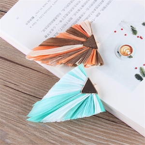 24 Color to Choose,2pcs 55*75mm Triangle Natural Raffia Tassels for Earrings, Handmade Jewelry Making Tassels YD045
