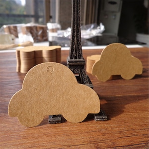 Étiquettes en papier Kraft pour voiture, 56x60mm, 50 pièces, pour cadeaux, étiquetage, étiquettes de vente, en papier Kraft, faites à la main, pour mariage, bricolage, PP092