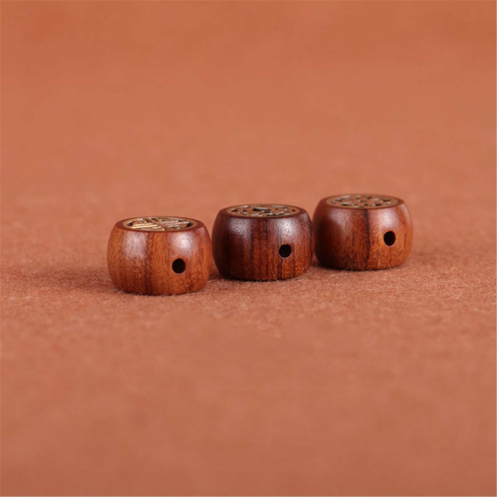 【訳あり】 10PCS Wooden Hollow Brass Inlaid Rosewood Natural 10x17mm アクセサリー