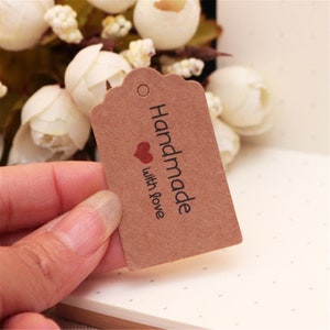 50 etiquetas de papel kraft de 30 x 50 mm para regalos, etiquetas, etiquetas de venta, etiquetas hechas a mano para bodas, bricolaje, PP098