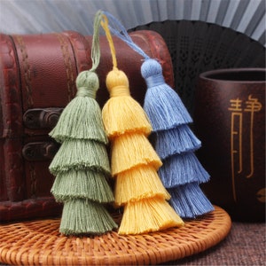19 Color to Choose,2pcs 75mm 4 Layers Cotton Tassel,Cotton Thread Tassel Accessories,Cotton Thread Tassel Pendant  YD061