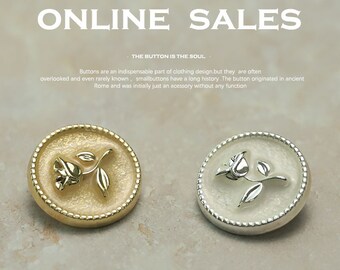 Rose Flower Metal Buttons: Gold & Silver Shank, DIY Crafts YS875