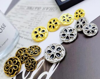 20pcs Flower Metal Buttons, Woolen Buttons, Suit Decoration, Black Knitted Cardigan Buttons DIY Crafts YO780