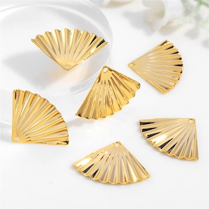 2/6/10pcs 14.5x20mm 24K Gold Brass Fan Charm Pendants ,Earring Pendant MY065