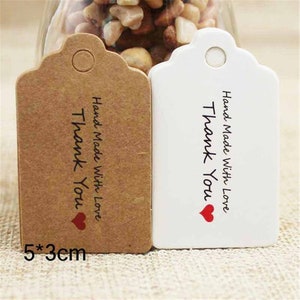 50pcs 30 * 50mm Kraft Paper Tags pour cadeaux, étiquetage, étiquettes de vente Papier kraft Handmade Tag Mariages Diy PP110