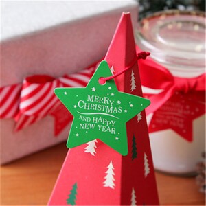 Carte en papier Kraft étoile de noël 53mm, 50 pièces, pour cadeaux, étiquetage, étiquettes de vente, étiquette en papier Kraft faite à la main pour mariage, bricolage PP067