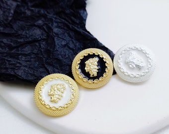 Botones de Metal de 10/20 piezas, botones de lana, decoración de traje, botones de cárdigan de punto negro, manualidades DIY YO977