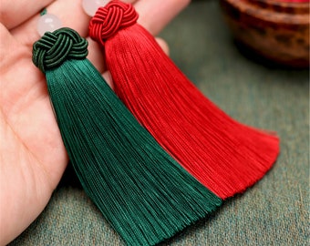 80mm Mix Color Pineapple Knot Tassels,Handmade Fine Rayon Thread Tassels High Quality Silky Polyester Tassels JH002