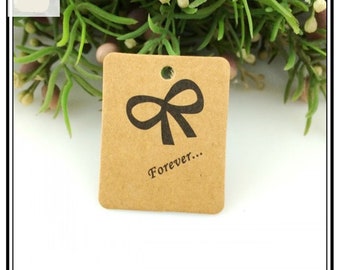50pcs 30*38mm Bow Kraft Paper Tags for Gifts, Labeling, Sales Tags Kraft Paper Handmade Tag Weddings Diy PP108