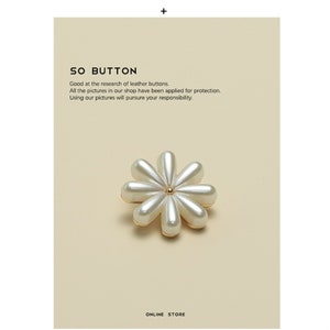 Bottoni in metallo con perle a fiore margherita Flat Plain Plane Gambo in argento dorato, per camicie Cappotti Maglioni Artigianato fai-da-te YS529