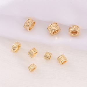 10 STÜCKE von 24K Vergoldeten Messing Carving Ton Spacer Perlen Für Armband Halskette MY305