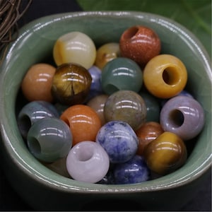2/6/10pcs 12mm Natural Crystal/Agate/jade beads,Large Hole Beads, Natural Stone Pendant Beads, Crystal Quartz Bead KS006