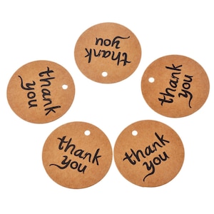 Étiquettes en papier Kraft "merci" 43mm, 50 pièces, pour cadeaux, étiquetage, étiquettes de vente, étiquettes de mariage faites à la main, bricolage PP004