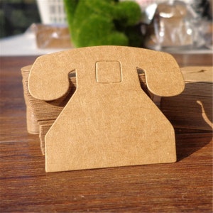 50pcs 45mm téléphone kraft papier Tags pour cadeaux, étiquetage, vente Tags kraft papier fait à la main tag mariages bricolage PP085