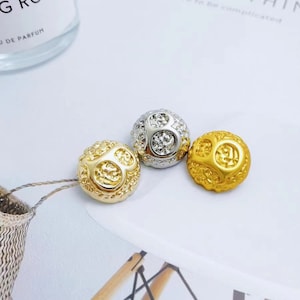 20pcs Flower Metal Buttons, Woolen Buttons, Suit Decoration, Black Knitted Cardigan Buttons DIY Crafts YO781 image 1