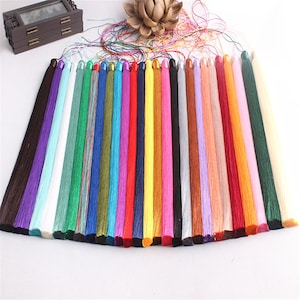 4pcs 300mm long Tassels,Handmade Fine Rayon Thread Tassels High Quality Silky Polyester Tassels LM002