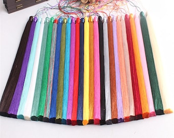 4pcs 300mm long Tassels,Handmade Fine Rayon Thread Tassels High Quality Silky Polyester Tassels LM002