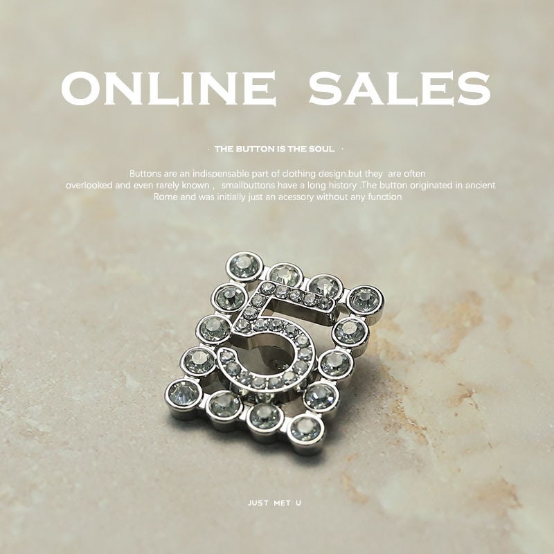 2/6/10pcs 20.5x17mm Number With Zircon Metal Buttons Flat 2/6/10pcs 20.5x17mm Number With Zircon Metal Buttons Flat