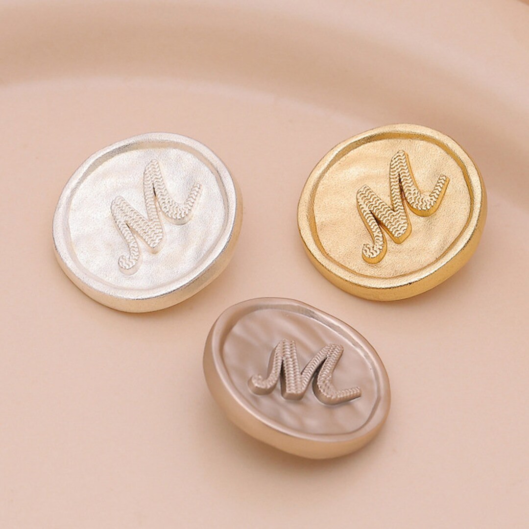 2/6/10pcs Letter Metal Buttons Flat Plain Plane,for Shirts Coats ...