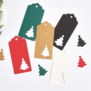 50pcs 45 * 95mm Árbol de Navidad Kraft Papel Etiquetas para regalos, Etiquetado, Etiquetas de ventas Kraft Papel hecho a mano Etiquetas Bodas Diy PP111