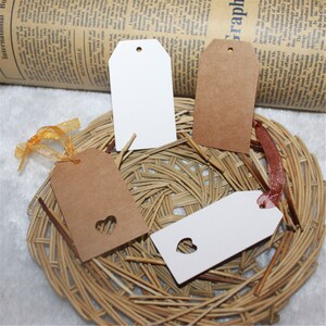 Étiquettes trapézoïdales en papier Kraft vierge, 40x70mm, pour cadeaux, étiquetage, étiquettes de vente, en papier Kraft fait à la main, pour mariage, bricolage, PP026, 50 pièces