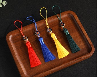 10pcs 60mm Tassel avec alliage prune bossom Cap, Tassel Craft, Silk Tassel Pendentif, Haute Qualité LP050