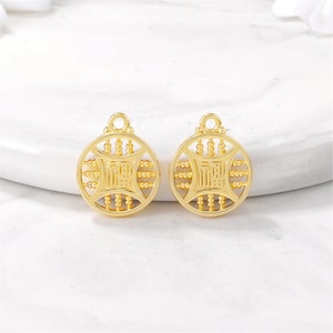 10pcs 12x15mm 24K Gold Brass Chinese Style Elements Charm,Earring/Bracelet/Necklace Pendant ,High Quality MY811