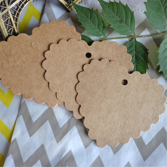50 etichette in carta kraft a forma di cuore in pizzo: etichette per bomboniere (60 x 65 mm) PP032 - Italia