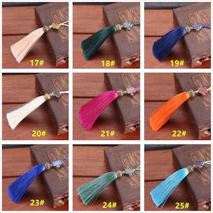 29 Color to Choose,100mm Silk Tassel With Alloy Cap Pendant,Tassel Craft,Silk Tassel Pendant ,High Quality Extra Thick LP046 image 8