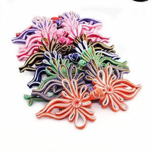 1 pz 13 x 6 cm bottoni rane cinesi, bottoni in tessuto rosso vino, bottoni camicia viola, raso rosa, champagne, abito tunica, Cheongsam CB013