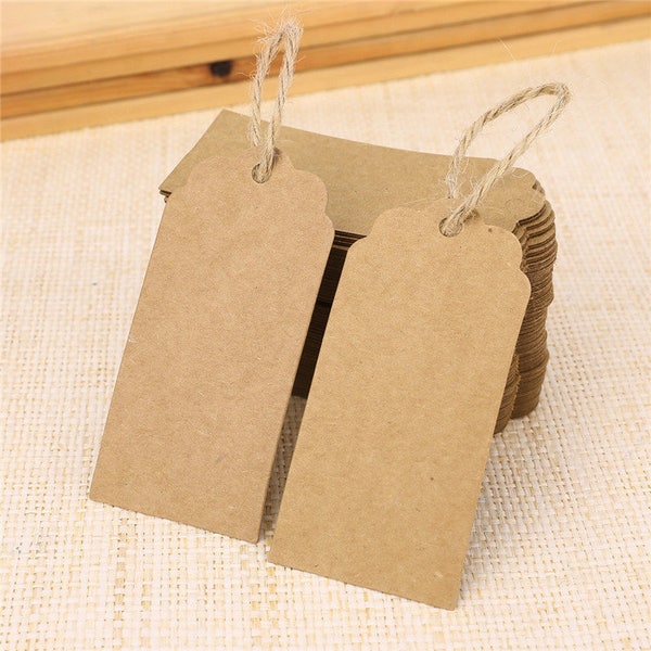 50pcs 45*95mm étiquettes en papier Kraft vierges pour cadeaux, étiquetage, étiquettes de vente papier Kraft étiquette à la main mariages bricolage PP048