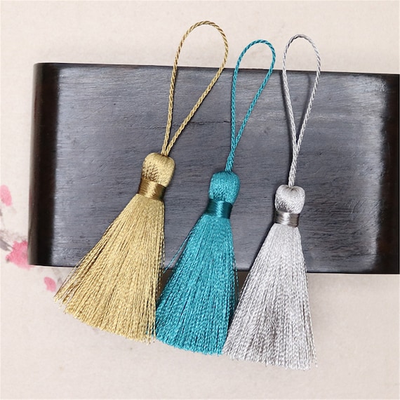 Rayon Thread Tassels: 50mm Silky Polyester Tassels, 33 Colors (10pcs) HS026