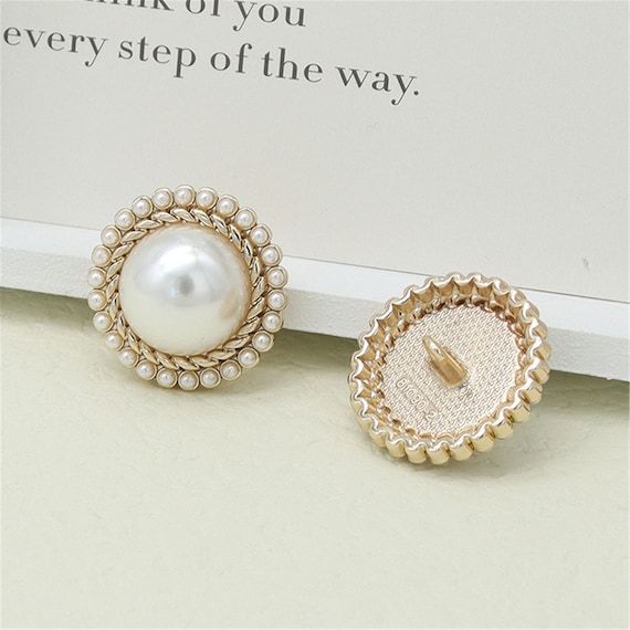 Gold Pearl Frame Buttons: Metal DIY Craft Buttons YO058