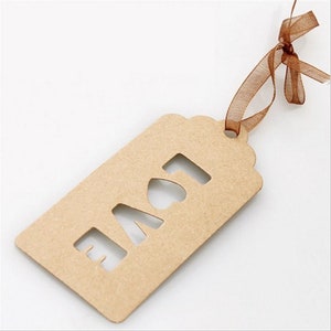 50pcs 47*100mm lettre creuse amour étiquettes en papier Kraft pour cadeaux, étiquetage, étiquettes de vente papier Kraft à la main étiquette de mariage bricolage PP016