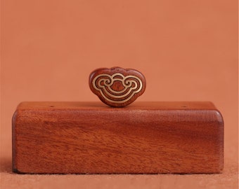 Rosewood Inlaid Brass Wooden Beads: Carved Pendants, DIY Crafts (10pcs)